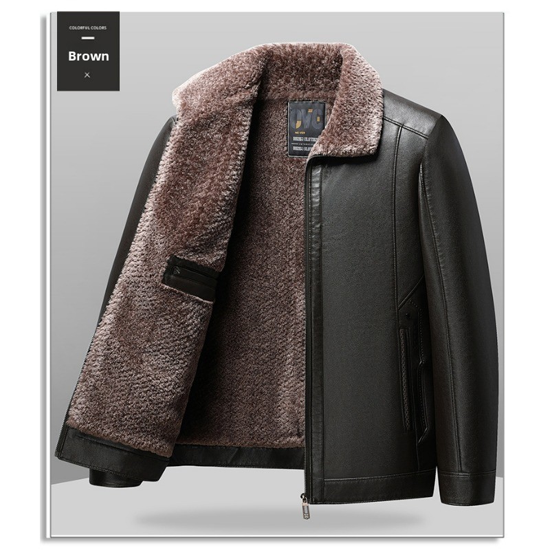 Men's Warm Leather Jacket Casu - Outdoor Camping Jacket 评论和价格