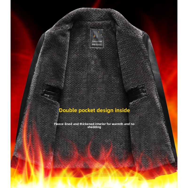 Men's Warm Leather Jacket Casu - Outdoor Camping Jacket 评论和价格