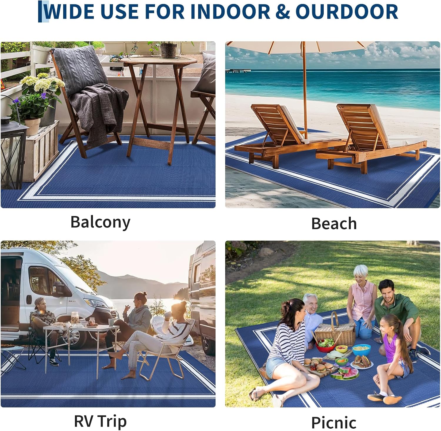8x10/9X12FT Outdoor Rug Carpet - Outdoor Camping Rugs 8X10 评论和价格