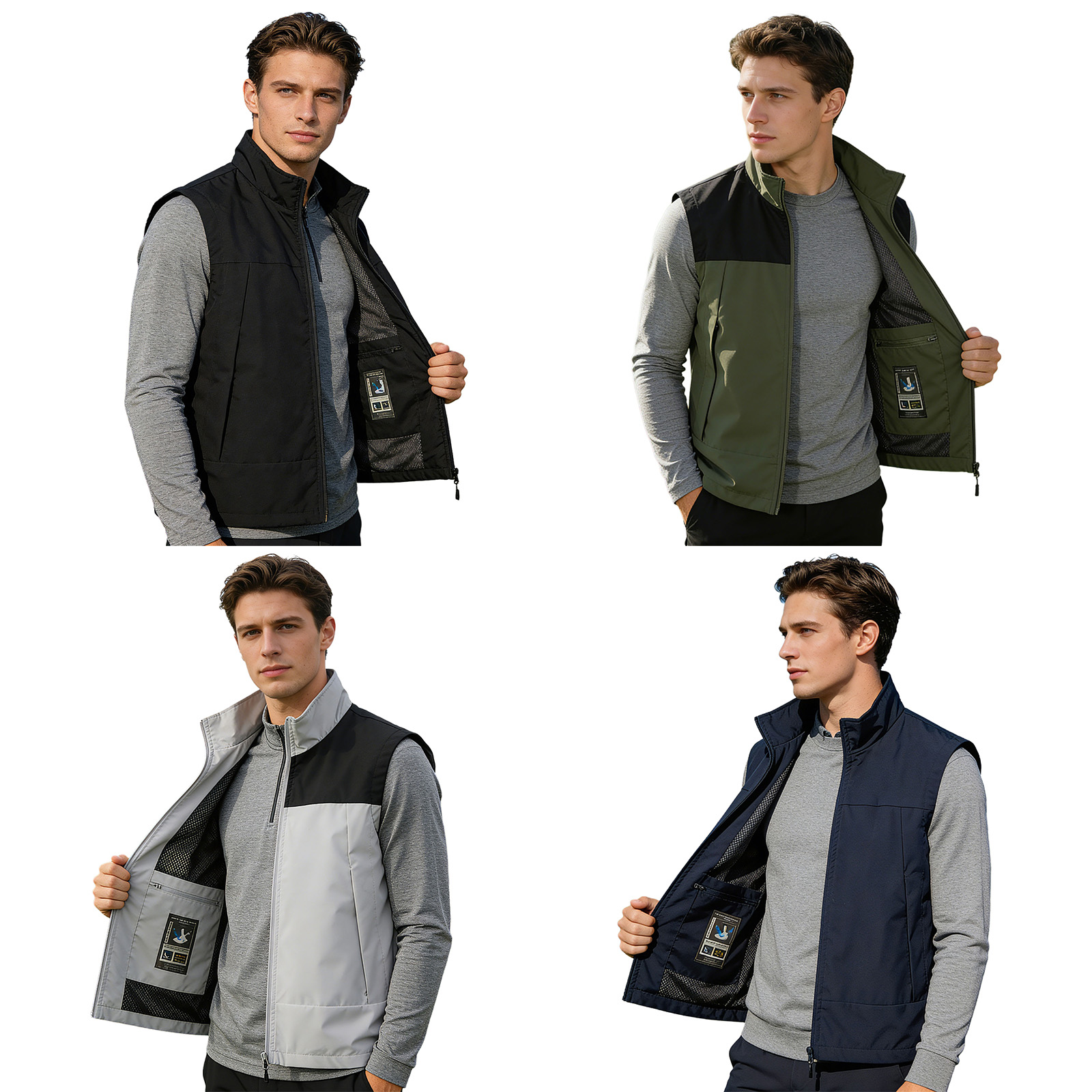 #M-5XL Men Golf Vest Stand Col - Outdoor Camping Jacket 评论和价格