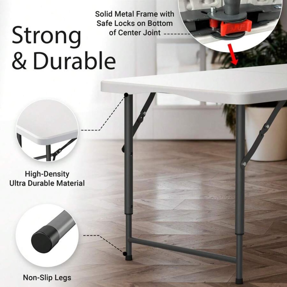 4FT Foldable Table Adjustable  - Camp Table Folding 评论和价格